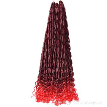 Wholesale Ombre Long Loose Wave French Curl With Curly End Prelooped Synthetic Hair Braids Crochet Braiding Hair Extension Girls